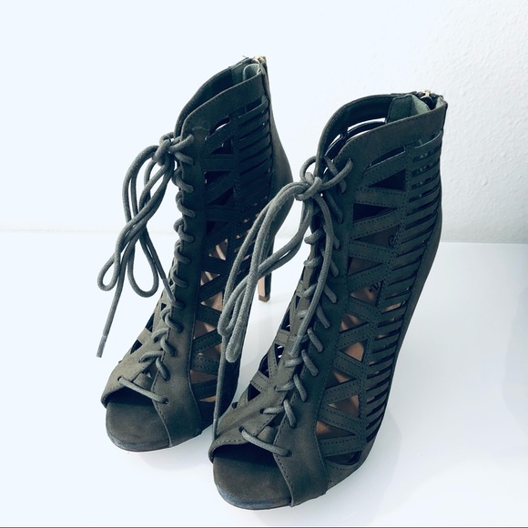 PAPRIKA  GREEN OPEN TOE HIGH HEELS SHOES.SIZE 7 - Picture 2 of 6